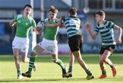 8 February 2017; Tom Cullen of Gonzaga College is tackled by Joshua Watson of St Gerard's School during the Bank of Ireland Leinster Schools Junior Cup Round 1 match between St Gerard’s School and Gonzaga College at Donnybrook Stadium in Donnybrook, Dublin. Photo by Joe Sweeney/Sportsfile