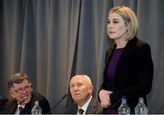 9 February 2017; New Olympic Council of Ireland President Sarah Keane speaking after the Olympic Council of Ireland EGM at the Conrad Hotel in Dublin. Photo by Seb Daly/Sportsfile