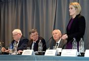 9 February 2017; New Olympic Council of Ireland President Sarah Keane speaking after the Olympic Council of Ireland EGM at the Conrad Hotel in Dublin. Photo by Seb Daly/Sportsfile