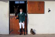 17 January 2011; Penthathlete Natalya Coyle with her horse Mooch and Timmy the dog. Ashbourne, Co. Meath. Picture credit: Brendan Moran / SPORTSFILE