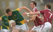 9 July 2011; Shane O'Rourke, Meath, in action against Joe Bergin and Gary Sice, right, Galway. GAA Football All-Ireland Senior Championship Qualifier Round 2, Meath v Galway, Pairc Tailteann, Navan, Co. Meath. Photo by Sportsfile