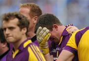 10 July 2011; Wexford goalkeeper Anthony Masterson is inconsolable after the match. Leinster GAA Football Senior Championship Final, Dublin v Wexford, Croke Park, Dublin. Picture credit: Brian Lawless / SPORTSFILE