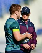10 February 2017; Ireland head coach Joe Schmidt, right, in conversation with Paddy Jackson during the captain's run at the Stadio Olimpico in Rome, Italy. Photo by Ramsey Cardy/Sportsfile