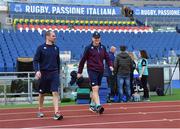 10 February 2017; Ireland head coach Joe Schmidt, right, in conversation with stength and conditioning coach Jason Cowman ahead of the captain's run at the Stadio Olimpico in Rome, Italy. Photo by Ramsey Cardy/Sportsfile