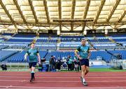 10 February 2017; John Ryan, left, and Simon Zebo of Ireland ahead of the captain's run at the Stadio Olimpico in Rome, Italy. Photo by Ramsey Cardy/Sportsfile