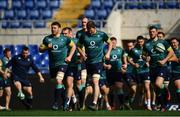 10 February 2017; Ireland players led by Sean O'Brien during the captain's run at the Stadio Olimpico in Rome, Italy. Photo by Ramsey Cardy/Sportsfile