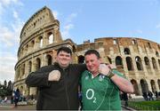 10 February 2017; Ireland supporters Richard Grace, left, and Sean Starr, from Nenagh, Co Tipperary, pictured outside the Colosseum ahead of Ireland's RBS Six Nations Championship game against Italy tomorrow in Rome, Italy. Photo by Ramsey Cardy/Sportsfile