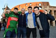 10 February 2017; Ireland supporters from left, Thomas Maloney, Gavin Walsh, Donal Farrelly and Niall Waters pictured outside The Colosseum ahead of Ireland's RBS Six Nations Championship game against Italy tomorrow in Rome, Italy. Photo by Ramsey Cardy/Sportsfile