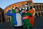 10 February 2017; Ireland supporters Donal Farrelly, left, and Thomas Maloney pictured outside The Colosseum ahead of Ireland's RBS Six Nations Championship game against Italy tomorrow in Rome, Italy. Photo by Ramsey Cardy/Sportsfile
