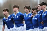 10 February 2017; St Mary's College players, left to right, Peter O'Leary, Paddy Conheady, Rory Gilbourne, Robert O'Connell, David O'Brien, and Matthew Naughton, sing to their supporters after the Bank of Ireland Leinster Schools Junior Cup Round 1 match between Newbridge College and St Mary's College at Donnybrook Stadium in Donnybrook, Dublin. Photo by Joe Sweeney/Sportsfile
