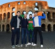 10 February 2017; Ireland supporters from left, Niall Waters, Gavin Walsh, Thomas Maloney and Donal Farrelly pictured outside The Colosseum ahead of Ireland's RBS Six Nations Championship game against Italy tomorrow in Rome, Italy. Photo by Ramsey Cardy/Sportsfile