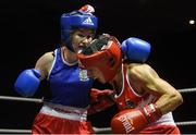 10 February 2017; Dervla Duffy, right, of Mulhuddart BC, exchanges punches with Tiegan Russell, of Fr Horgans BC, during their 57kg bout during the 2016 IABA Elite Boxing Championships at the National Stadium in Dublin. Photo by David Maher/Sportsfile