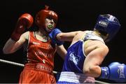 10 February 2017; Moira McElligot, right, of St Michaels, Athy, exchanges punches with Amanda Coughlan of Paulstown BC, during their 57 kg  bout during the 2016 IABA Elite Boxing Championships at the National Stadium in Dublin. Photo by David Maher/Sportsfile