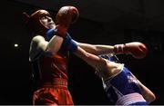 10 February 2017; Moira McElligot, right, of St Michaels, Athy, exchanges punches with Amanda Coughlan of Paulstown BC, during their 57 kg bout during the 2016 IABA Elite Boxing Championships at the National Stadium in Dublin. Photo by David Maher/Sportsfile