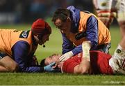 10 February 2017; Dave Foley of Munster receives medical attention before being substituted during the Guinness PRO12 Round 14 match between Munster and Newport Gwent Dragons at Irish Independent Park in Cork. Photo by Diarmuid Greene/Sportsfile