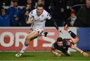 10 February 2017; Jacob Stockdale of Ulster gets past Sean Kennedy of Edinburgh Rugby to score his side's fourth try during the Guinness PRO12 Round 14 match between Ulster and Edinburgh Rugby at Kingspan Stadium in Belfast. Photo by Piaras Ó Mídheach/Sportsfile