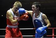 10 February 2017; Evan Metcalfe, left, of Crumlin, exchanges punches with Kurt Walker, of Canal BC, during their 56kg bout during the 2016 IABA Elite Boxing Championships at the National Stadium in Dublin. Photo by David Maher/Sportsfile