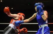 10 February 2017; Sidhbh Greene, left, of St Brigids Eden exchanges punches with Emma Agnew of Delagan during their 64kg bout during the 2016 IABA Elite Boxing Championships at the National Stadium in Dublin. Photo by David Maher/Sportsfile