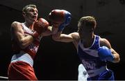 10 February 2017; Sean McComb, left, of Holy Trinity, exchanges punches with Patrick Linehan, of St Marys Dublin, during their 64kg bout during the 2016 IABA Elite Boxing Championships at the National Stadium in Dublin. Photo by David Maher/Sportsfile