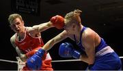 10 February 2017; Dean Walsh, left, of St Ibars exchanges punches with Tiernan Bradley of Sacred Heart, during their 69kg bout during the 2016 IABA Elite Boxing Championships at the National Stadium in Dublin. Photo by David Maher/Sportsfile