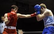 10 February 2017; Emmett Brennan, left, of Glasnevin exchanges punches with Fearghus Quinn of Camlough during their 75kg bout during the 2016 IABA Elite Boxing Championships at the National Stadium in Dublin. Photo by David Maher/Sportsfile