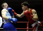10 February 2017; Emmett Brennan, right, of Glasnevin  exchanges punches with Fearghus Quinn of Camlough during their 75kg bout during the 2016 IABA Elite Boxing Championships at the National Stadium in Dublin. Photo by David Maher/Sportsfile