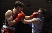 10 February 2017; Emmett Brennan, left, of Glasnevin exchanges punches with Fearghus Quinn of Camlough during their 75kg bout during the 2016 IABA Elite Boxing Championships at the National Stadium in Dublin. Photo by David Maher/Sportsfile