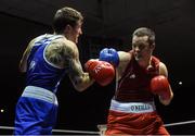 10 February 2017; Darren O’Neill, right, of Paulstown exchanges punches with John Joe McDonagh of Crumlin during their 91kg bout during the 2016 IABA Elite Boxing Championships at the National Stadium in Dublin. Photo by David Maher/Sportsfile