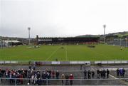 11 February 2017; A general view of the pitch and stadium during the national anthem prior to the AIB GAA Football All-Ireland Senior Club Championship semi-final match between Slaughtneil and St Vincent's at Páirc Esler in Newry. Photo by Seb Daly/Sportsfile