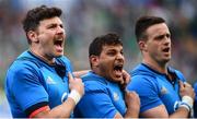 11 February 2017; George Biagi and his Italy team-mates during the National Anthem before the RBS Six Nations Rugby Championship match between Italy and Ireland at the Stadio Olimpico in Rome, Italy. Photo by Stephen McCarthy/Sportsfile