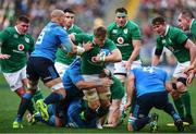 11 February 2017; Jamie Heaslip of Ireland is tackled by Sergio Parisse, 8, Andrea Lovotti and Maxime Mbanda of Italy during the RBS Six Nations Rugby Championship match between Italy and Ireland at the Stadio Olimpico in Rome, Italy. Photo by Stephen McCarthy/Sportsfile