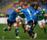 11 February 2017; Simon Zebo of Ireland is tackled by Sergio Parisse, left, and Angelo Esposito of Italy during the RBS Six Nations Rugby Championship match between Italy and Ireland at the Stadio Olimpico in Rome, Italy. Photo by Stephen McCarthy/Sportsfile