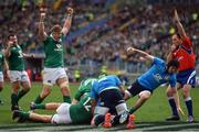 11 February 2017; Ireland players celebrate after CJ Stander of Ireland scores his side's fourth try during the RBS Six Nations Rugby Championship match between Italy and Ireland at the Stadio Olimpico in Rome, Italy. Photo by Ramsey Cardy/Sportsfile