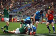 11 February 2017; CJ Stander of Ireland scores his side's fourth try during the RBS Six Nations Rugby Championship match between Italy and Ireland at the Stadio Olimpico in Rome, Italy. Photo by Ramsey Cardy/Sportsfile