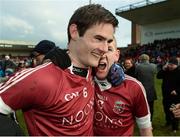 11 February 2017; Christopher McKaigue, left, and Christopher Bradley of Slaughtneil celebrate following their side's victory during the AIB GAA Football All-Ireland Senior Club Championship semi-final match between Slaughtneil and St Vincent's at Páirc Esler in Newry. Photo by Seb Daly/Sportsfile