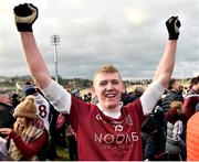 11 February 2017; Christopher Bradley of Slaughtneil celebrates after the AIB GAA Football All-Ireland Senior Club Championship semi-final match between Slaughtneil and St Vincent's at Páirc Esler in Newry. Photo by Oliver McVeigh/Sportsfile