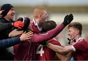11 February 2017; Slaughtneil players celebrate at the final whistle of the AIB GAA Football All-Ireland Senior Club Championship semi-final match between Slaughtneil and St Vincent's at Páirc Esler in Newry. Photo by Oliver McVeigh/Sportsfile