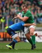 11 February 2017; Jack McGrath of Ireland is tackled by Maxime Mbanda of Italy during the RBS Six Nations Rugby Championship match between Italy and Ireland at the Stadio Olimpico in Rome, Italy. Photo by Ramsey Cardy/Sportsfile