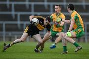 11 February 2017; Brian Looney of Dr. Crokes in action against Jason Leonard and Kieran Molloy of Corofin during the AIB GAA Football All-Ireland Senior Club Championship semi-final match between Corofin and Dr. Crokes at Gaelic Grounds in Limerick. Photo by Diarmuid Greene/Sportsfile