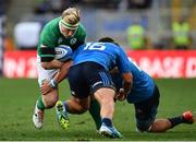 11 February 2017; James Tracy of Ireland is tackled by Ornel Gega, left, and Maxime Mbanda of Italy during the RBS Six Nations Rugby Championship match between Italy and Ireland at the Stadio Olimpico in Rome, Italy. Photo by Ramsey Cardy/Sportsfile