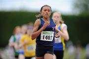 10 July 2011; Nadia Power, from Templeogue A.C., Co. Dublin, on her way to winning the Under-14 800m. Woodie’s DIY Juvenile Track and Field Championships of Ireland, Tullamore Harriers, Tullamore, Co. Offaly. Picture credit: Matt Browne / SPORTSFILE