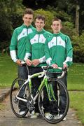 11 July 2011; Members of the Irish squad Mark Downey, Banbridge, Co. Down, Jason Prendergast, Louisburgh, Co. Mayo, and Eddie Dunbar, Kanturk, Co. Cork, who will compete in the road cycling, as the team get together for final preparations ahead of the European Youth Olympic Festival. The Olympic Council of Ireland will be sending the largest team ever, in excess of 60 athletes will compete in 5 sports, Athletics, Cycling, Gymnastics, Swimming and Tennis with a realistic hope of medal success. The European Youth Olympic Festival will take place from the 23rd to the 29th July in Trabzon, Turkey and is a stepping stone for athletes to compete in the Summer Olympic Games in future years. Irish Team for European Youth Olympic Festival, Howth, Dublin. Picture credit: Brendan Moran / SPORTSFILE