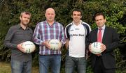 11 July 2011; Newstalk 106-108 fm’s Off the Ball presenter Eoin McDevitt, extreme left, with former Mayo footballer Pat Holmes, Derry footballer Kevin McGuckin, and Roscommon Ulster Bank Business centre's Paul Beisty in advance of the exclusive live broadcast of Ireland’s most popular sports radio show ‘Off the Ball’ in Ballaghaderren on Monday, July 11th. The live broadcast is part of the ‘Off the Ball Roadshow with Ulster Bank’ which gives people an opportunity to see the hit show broadcast live from popular GAA haunts across the country throughout the 2011 All-Ireland Senior Championships. Ulster Bank is also celebrating its three-year extended sponsorship of the GAA Football All-Ireland Championship with the introduction of a major new club focused initiative, called ‘Ulster Bank GAA Force’. The initiative will support local GAA clubs across the country by giving them the opportunity to refurbish and upgrade their facilities. For further information, checkout www.ulsterbank.com/gaa. Off the Ball Roadshow with Ulster Bank, Lir Café Bar, Market Street, Ballaghaderren, Co. Roscommon. Picture credit: Barry Cregg / SPORTSFILE