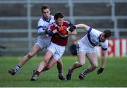 11 February 2017; Paul Bradley of Slaughtneil in action against Cameron Diamond, left, and Albert Martin of St Vincent's during the AIB GAA Football All-Ireland Senior Club Championship semi-final match between Slaughtneil and St Vincent's at Páirc Esler in Newry. Photo by Oliver McVeigh/Sportsfile