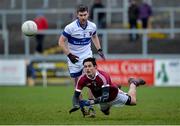 11 February 2017; Christopher McKaigue of Slaughtneil in action against Michael Concarr of St Vincent's during the AIB GAA Football All-Ireland Senior Club Championship semi-final match between Slaughtneil and St Vincent's at Páirc Esler in Newry. Photo by Oliver McVeigh/Sportsfile