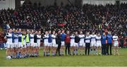 11 February 2017; The St Vincent's squad stand for the national anthem before the AIB GAA Football All-Ireland Senior Club Championship semi-final match between Slaughtneil and St Vincent's at Páirc Esler in Newry. Photo by Oliver McVeigh/Sportsfile