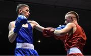 11 February 2017; Stephen McKenna, left, of Old School exchanges punches with Myles Casey of St Francis during their 56kg bout during the 2016 IABA Elite Boxing Championships at the National Stadium in Dublin. Photo by Cody Glenn/Sportsfile