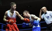 11 February 2017; Gerard Matthews, left, of St Pauls Antrim, exchanges punches with Patrick Mongan of Olympic Galway during their 60kg bout during the 2016 IABA Elite Boxing Championships at the National Stadium in Dublin. Photo by Cody Glenn/Sportsfile