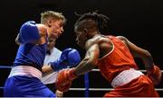 11 February 2017; Wayne Kelly, left, of Ballynacargy, exchanges punches with Benaldo Marime of Holy Trinity during their 64kg bout during the 2016 IABA Elite Boxing Championships at the National Stadium in Dublin. Photo by Cody Glenn/Sportsfile