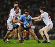 11 February 2017; James McCarthy of Dublin in action against Justin McMahon, left, and Rory Brennan of Tyrone during the Allianz Football League Division 1 Round 2 match between Dublin and Tyrone at Croke Park in Dublin. Photo by Ray McManus/Sportsfile